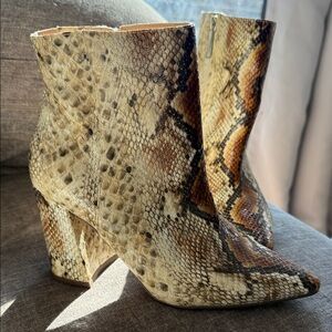 Charles David Multicolor Snakeskin Ankle Booties